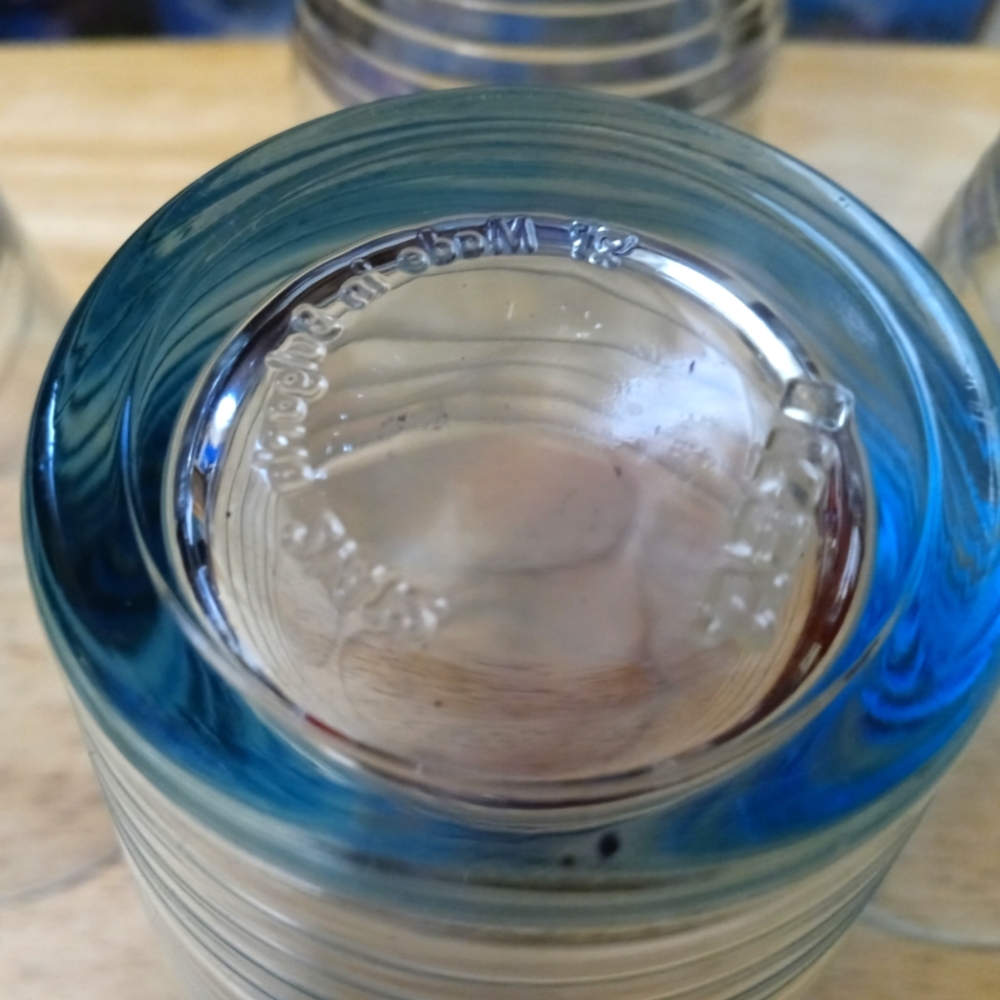 IKEA LIGHT BLUE 3 DRINKING GLASSπ·SIZE 5.75"Γ3.75",MADE IN BULGARIA. π - Picture 1 of 7